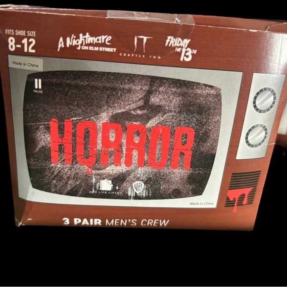 Horror Movies Men's Crew 3 Pack Sock Set It Friday 13th Nightmare on Elm St - Picture 2 of 6